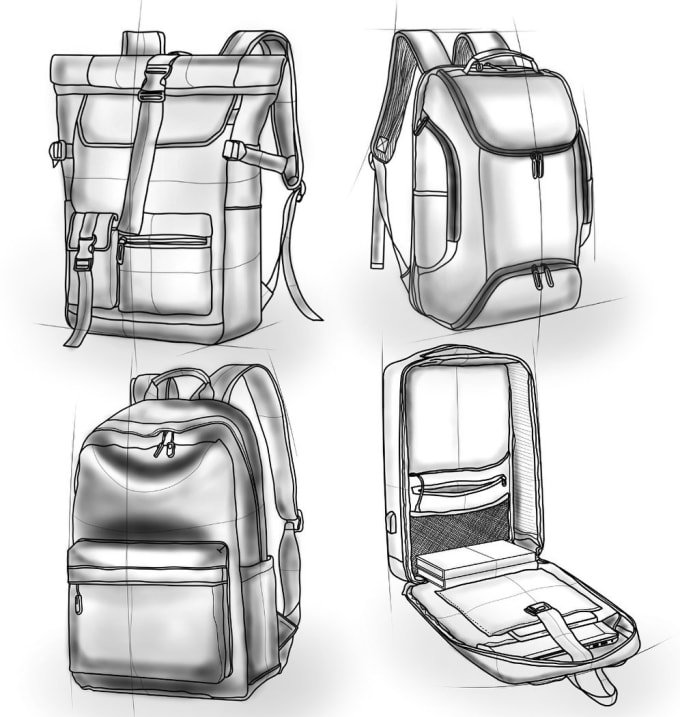 une conception détaillée du pack technique pour votre nouveau design de  sac, sac fourre-tout et sacs à dos