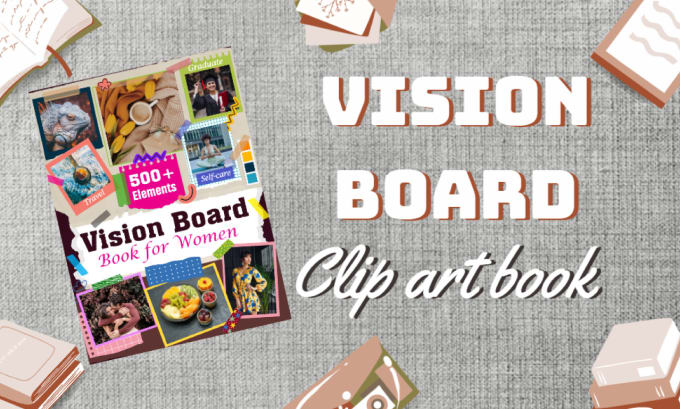Design vision board clip art book mood board for  kdp by