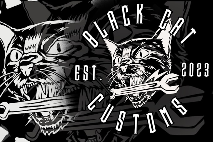 a cool  motorcycle garage logo illustration design