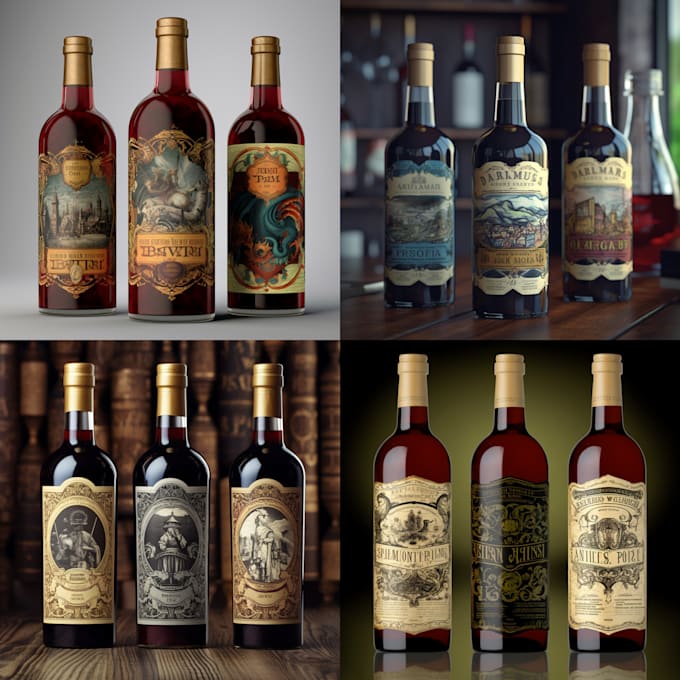 do professional  gin, wine, vodka, bottle label design