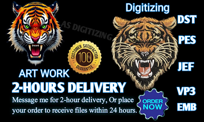 do fast and efficient embroidery digitizing, logo, into, dst and pes file