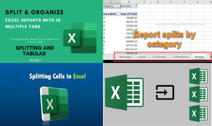split excel report fast, email scraping, pdf to excel, data merge