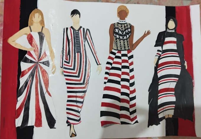 Draw a perfect fashion illustration or sketch in my style by Zainab ...
