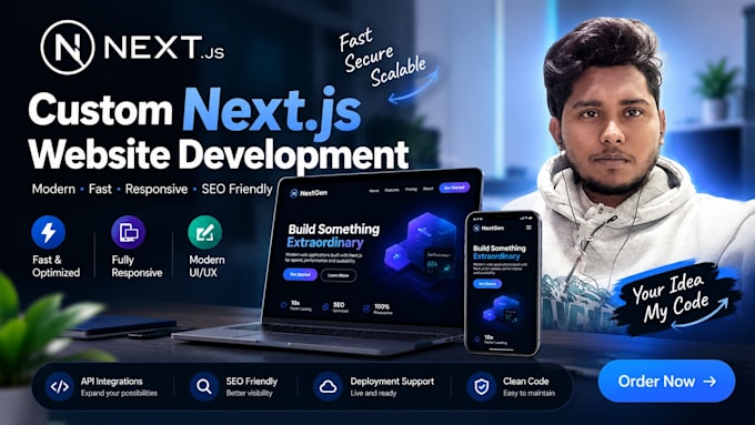 build a fast modern nextjs website with custom design