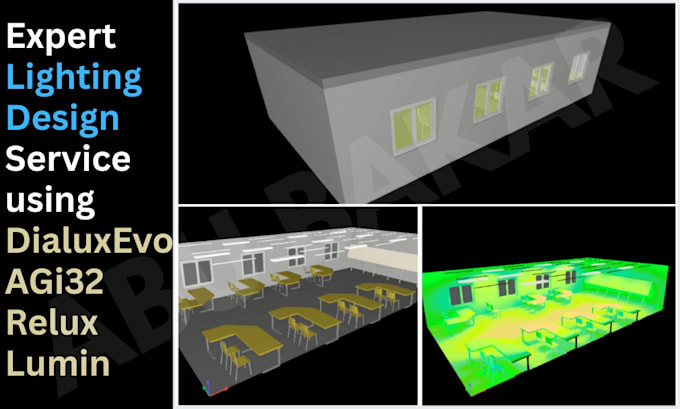 design a professional photometric lighting plan using dialux or agi32