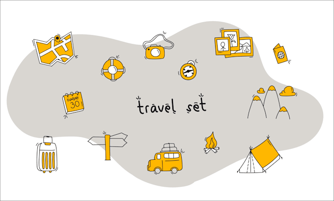 create custom hand drawn icons set illustration