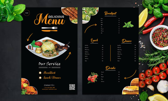 Do food menu,restaurent menu,price list,menu, poster in 24hr by ...