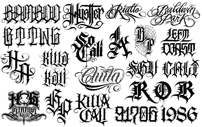 hand draw lettering, old english, gothic, script etc