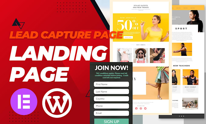 design wordpress landing page, lead capture page, one page website