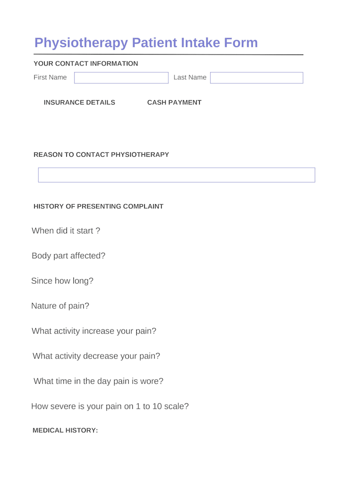 Printable Physical Therapy Evaluation Form Pdf Printable Word Searches