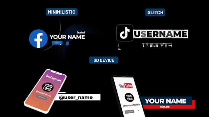 make animated social media lower third and youtube subscribe button