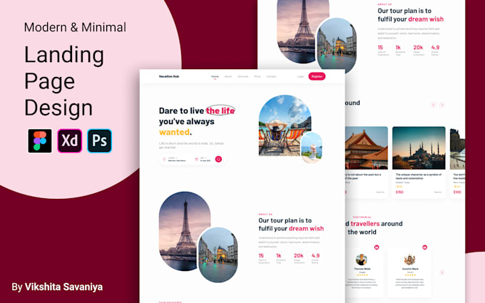 Do clean professional web landing page ui ux design figma by Itsvilly ...