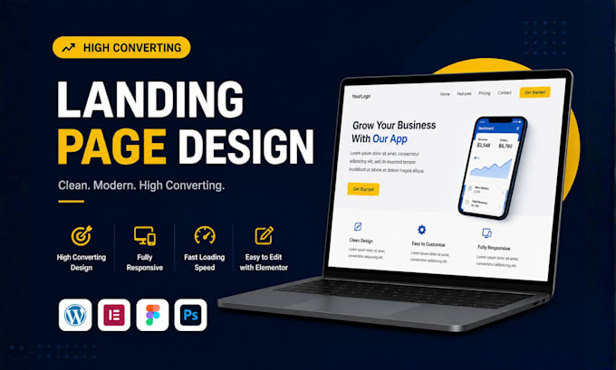create responsive wordpress landing page, elementor landing page design