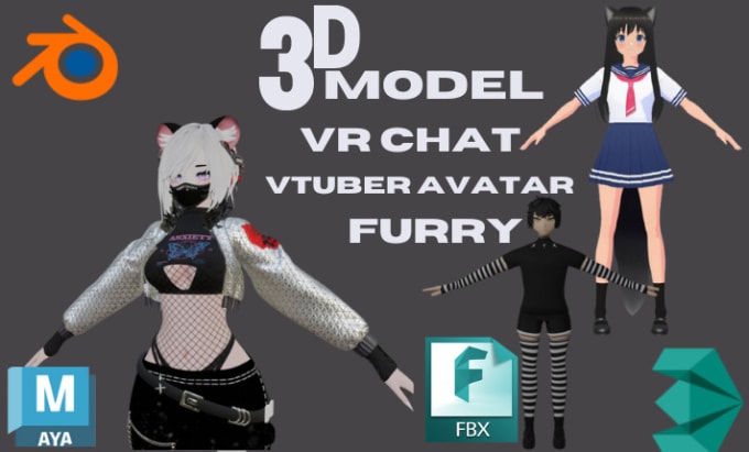 Do Custom 3d Model Vrchat Avatar Vtuber Furry Chibi Vrc Nsfw Sfw Anime Vroid By Yasirdel Fiverr