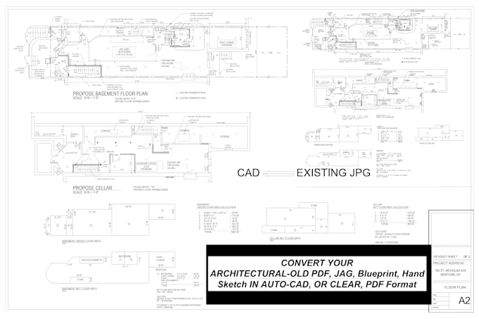redraw,convert architectural pdf, jpg, blueprint to auto cad