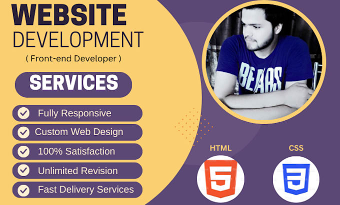 Do custom responsive and modern web development using html and css by ...