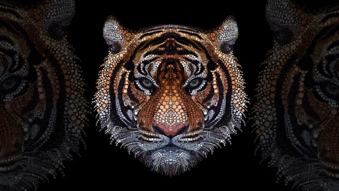 create a dot art portrait inspired by ben heine style