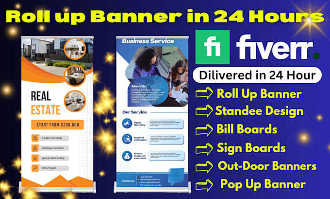design modern roll up, standee, pull up or pop up banner