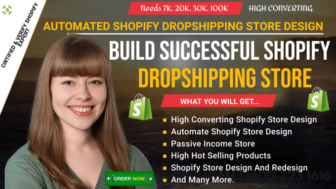 Top 10! I will build an automated dropshipping shopify store shopify website shopify redesign