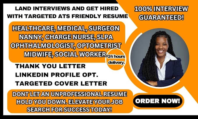 write medical, healthcare, optometrist, neurosurgeon, and ophthalmologist resume