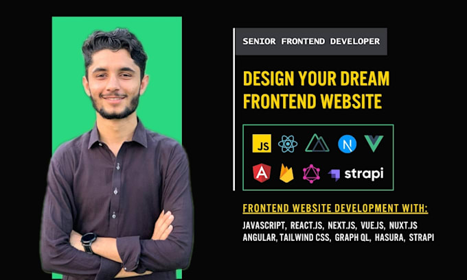 be frontend website developer in vue js react js tailwind css and nuxt 3