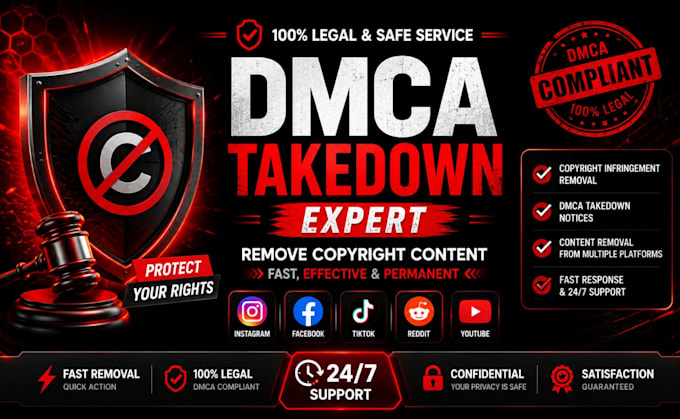 takedown copyright infringement content on instagram facebook tiktok yt reddit
