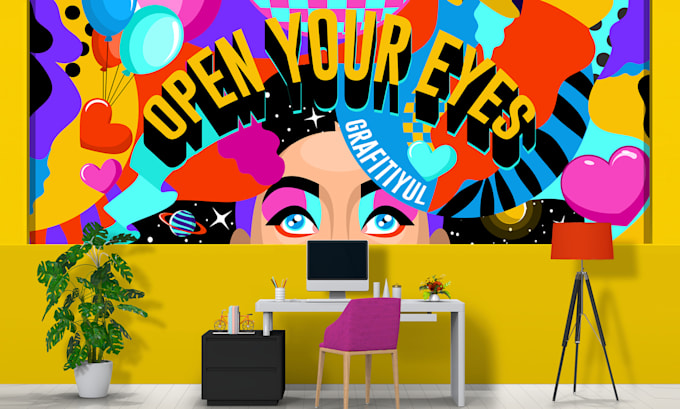 design a colorful wall mural
