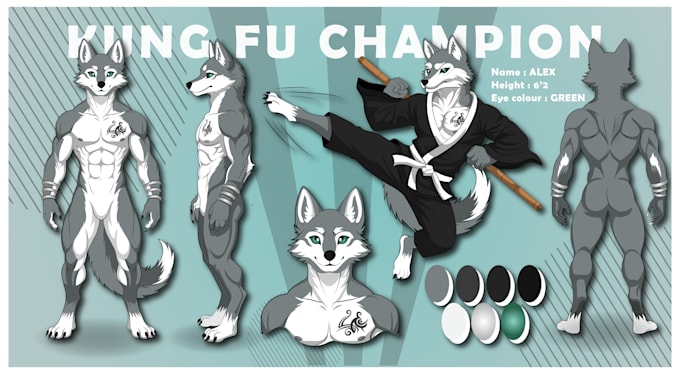 draw amazing furry character reference sheet