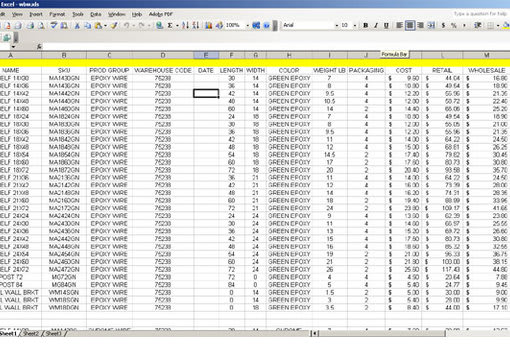 do Data entry of 70 lines using Excel Spread sheet