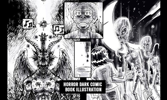 draw your horror dark comic book illustrations