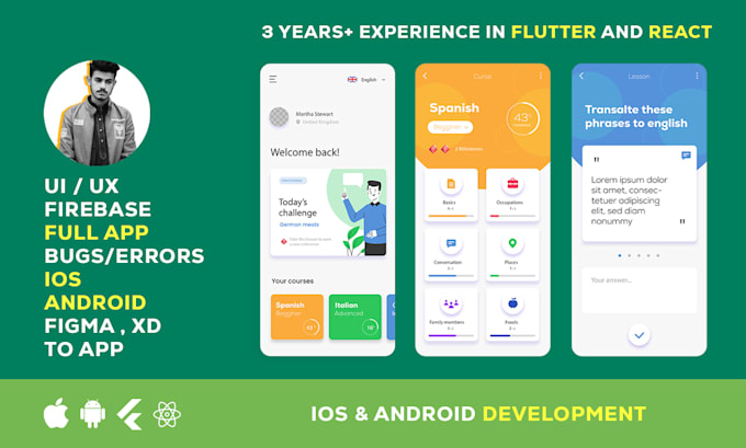 Build ios and android apps in flutter or react with clean ui by ...