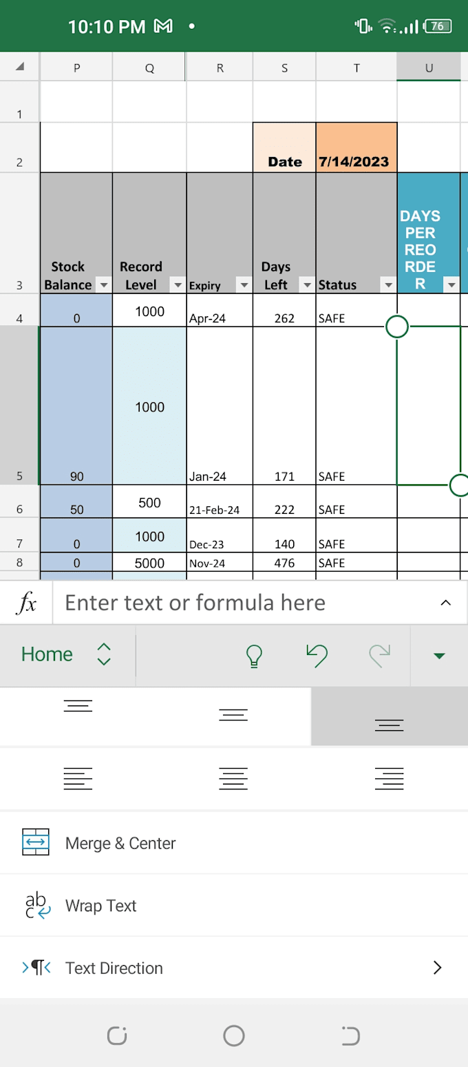 Data In Ms Excel