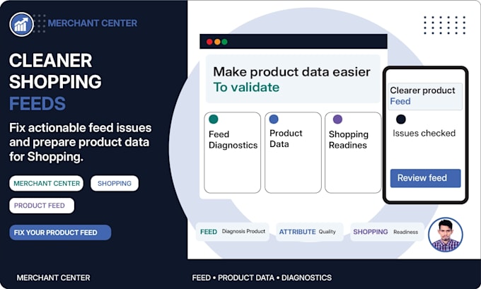 set up and fix google merchant center product feeds
