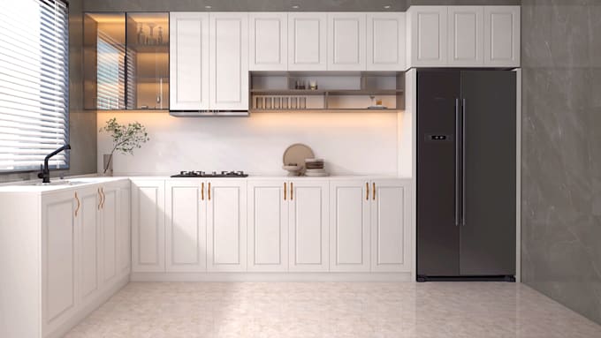 do kitchen interior design, 3d model and render of kitchen design