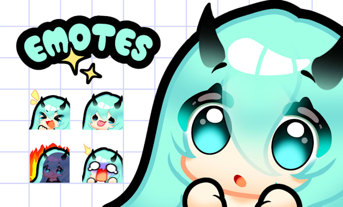 create super cute custom chibi twitch emotes
