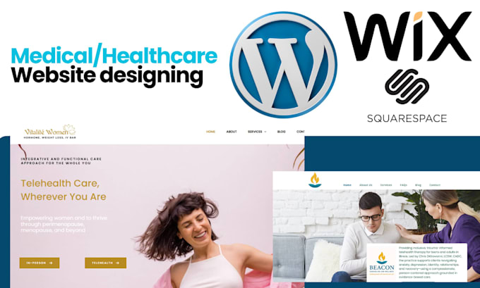 design attractive medical wix, squarespace and wordpress websites