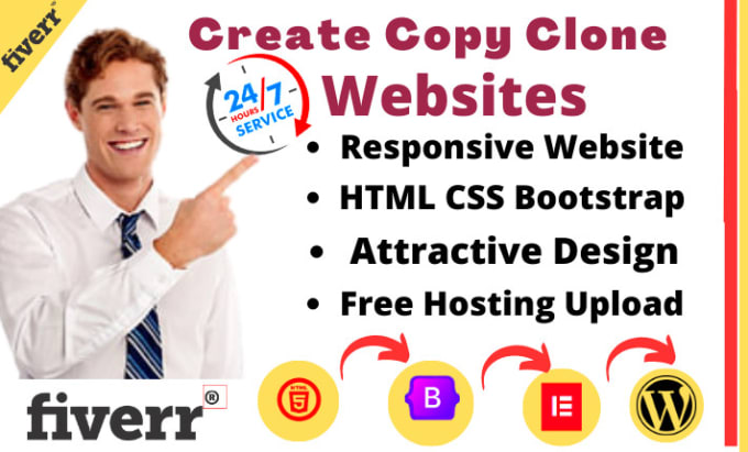 Create, copy clone website in html css bootstrap, wordpress by ...