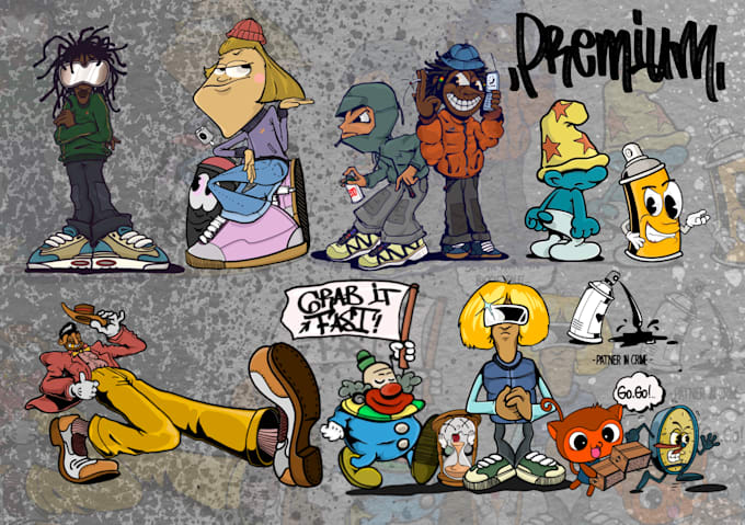 create cartoon, graffiti character for you with my style