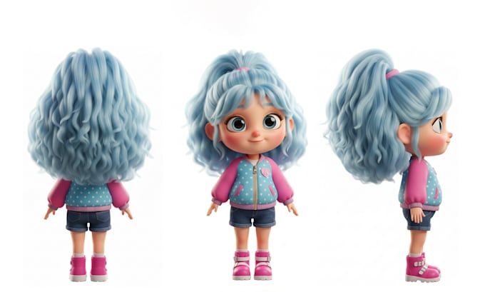 create chibi cute cartoon 3d character model and animation