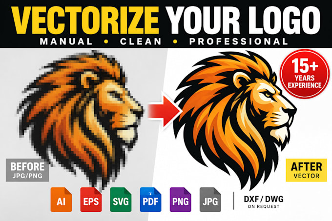 manually vectorize your logo, image or ai generated artwork