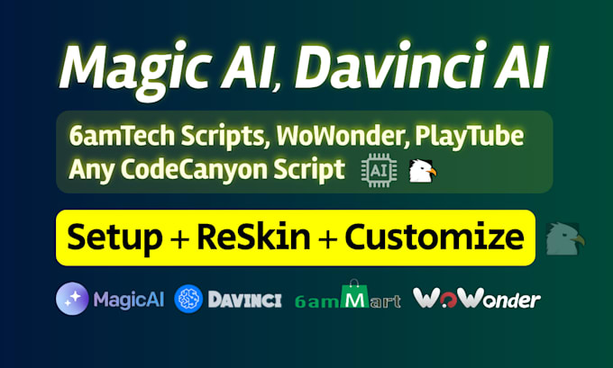 Rebrand codecanyon script, magicai, davinciai, all 6amtech scripts ...