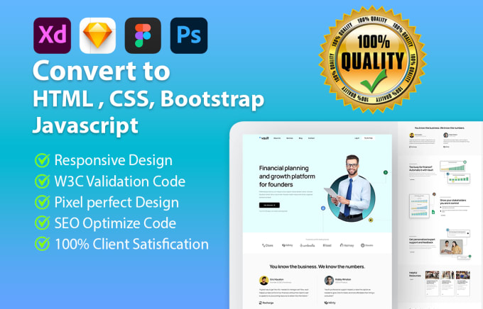 Convert your psd to html figma to html xd to html css bootstrap website ...