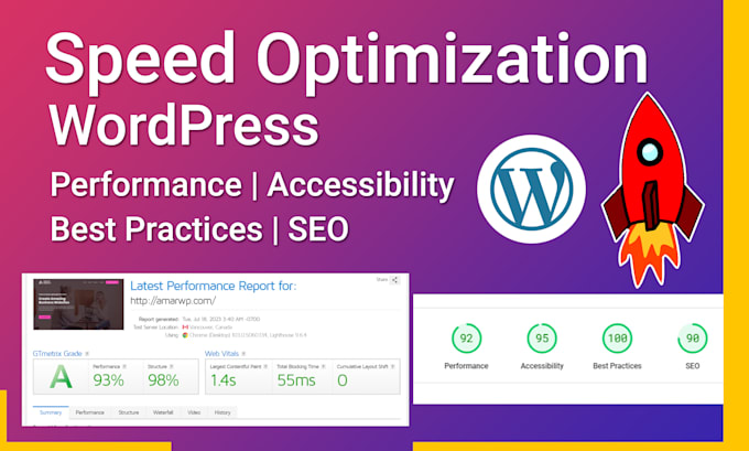 do wordpress website speed optimization, increase scores on pagespeed gtmetrix