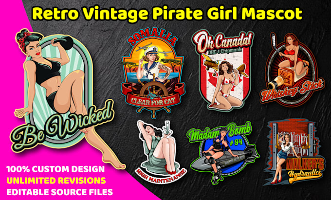 Design retro vintage pinup logo design within 24 hours by Prabitra | Fiverr