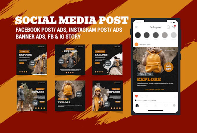 design instagram, facebook posts, and banner ads