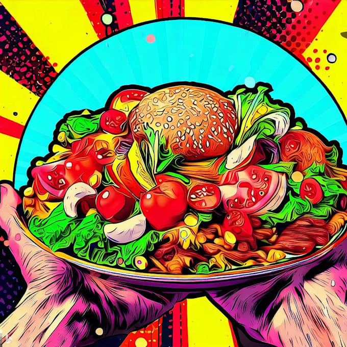 Make food pop art of your food by Peatsaudee Fiverr