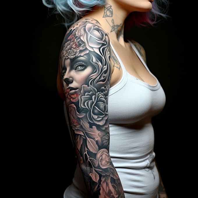 I will draw unique custom tattoo design, tattoo sleeve