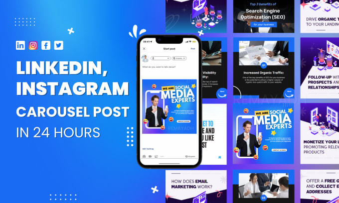 Design 10 pages instagram, twitter, linkedin carousel post within 24 ...