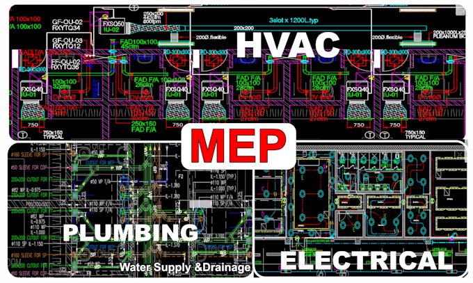 prepare mep shop drawings hvac, plumbing, electrical etc