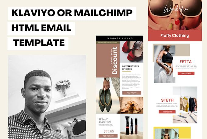 Design unique klaviyo and mailchimp html email marketing newsletter